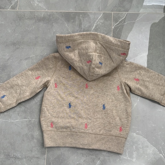 Polo Ralph Lauren Girls Dune Tan Fleece Jacket Allover Multi Logo Hoodie - Picture 4 of 7